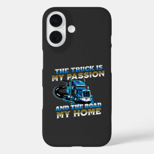 Design des Zuhause-Treibers für die blaue LKW-Gesc iPhone 16 Hülle