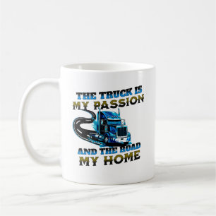 Design des Zuhause-Treibers für die blaue LKW-Gesc Kaffeetasse