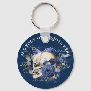 Design eigene gotische Schädelblauer Rose sterben Schlüsselanhänger
