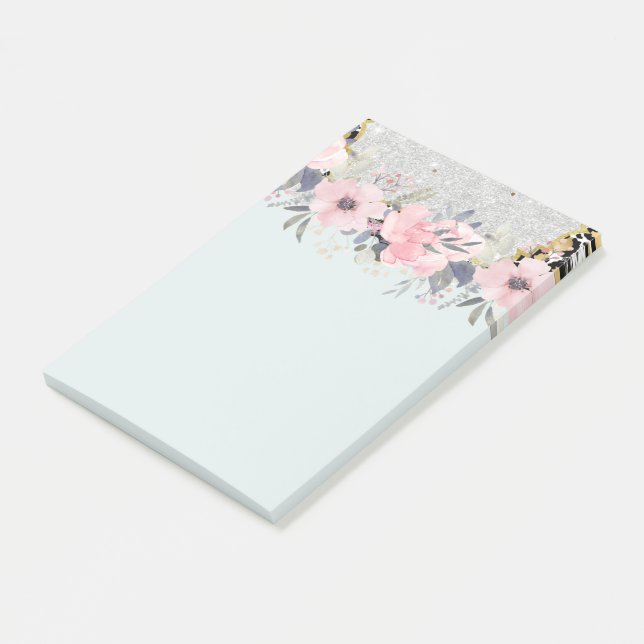 Design Eigene Hübsche Girly Pink Blumengestation Post-it Klebezettel (angewinkelt)