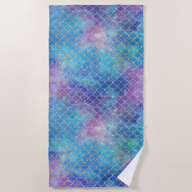 Design einer Meerjungfrau-Galaxie-Serie 9 Strandtuch (Vorderseite)