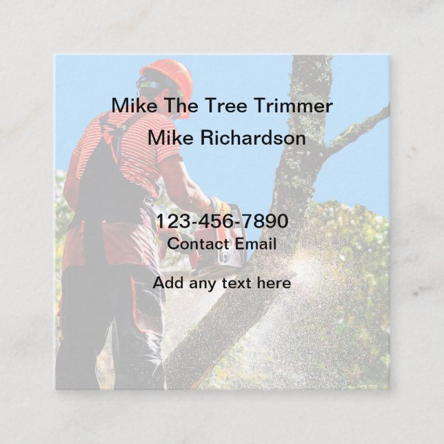 Design einfacher Visitenkarten für Tree Trimmer Quadratische Visitenkarte (Vorderseite)