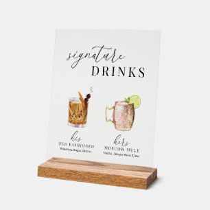 Design Elégant Aquarelle Signature Boissons