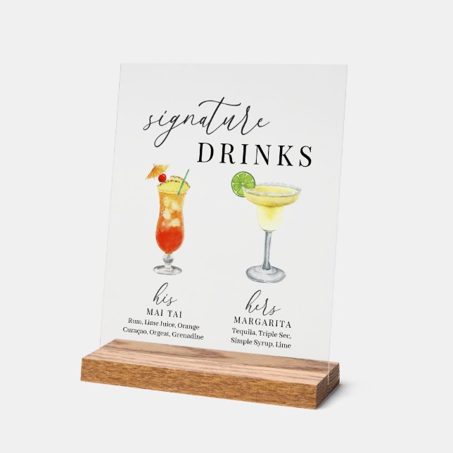 Design Elégant Aquarelle Signature Boissons (Angle)