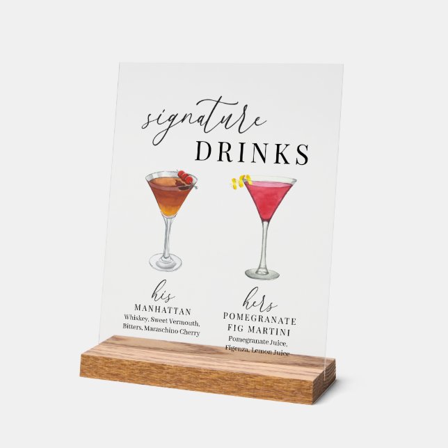 Design Elégant Aquarelle Signature Boissons (Angle)