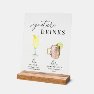 Design Elégant Aquarelle Signature Boissons