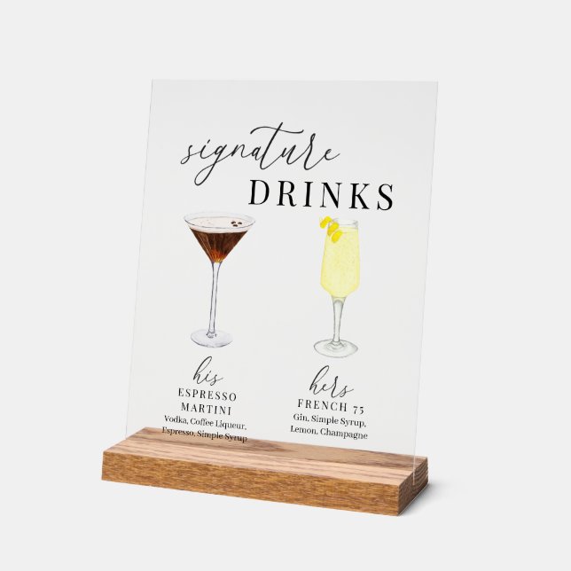Design Elégant Aquarelle Signature Boissons (Angle)