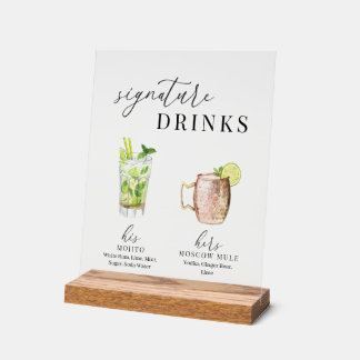 Design Elégant Aquarelle Signature Boissons