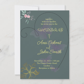 Design élégant de carte mariage à fleurs et coeur