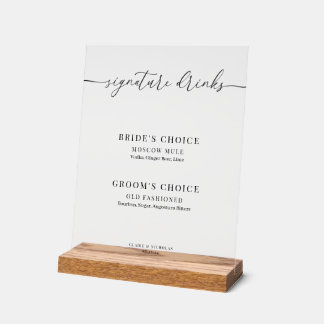 Design élégant Mariage Signature Boissons