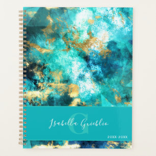 Design en marbre Abstrait turquoise et or