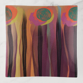 Design floral Abstrait sur plateau de trinket