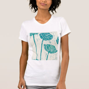 design floral bleu sur T-shirt