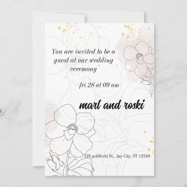 Design floral de charme : Carte Mariage (Devant)