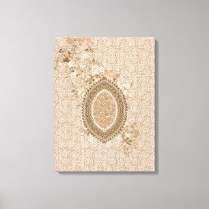 Design floral délicat sur toile texturée beige