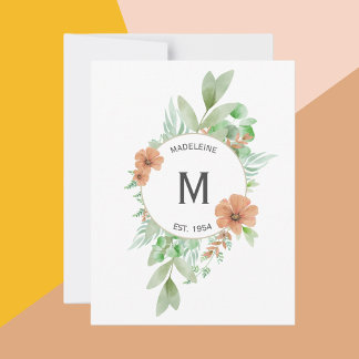 Design "Floral Peach" - Carte de voeux personnalis