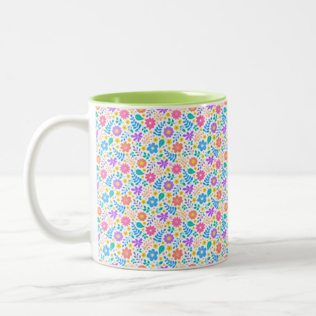 design floral vibrant, tasse fleurie colorée (Gauche)