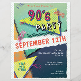 Design-Flyer des 90er-PARTY