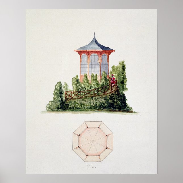 Design for a pavilion in simplified oriental style poster (Vorne)