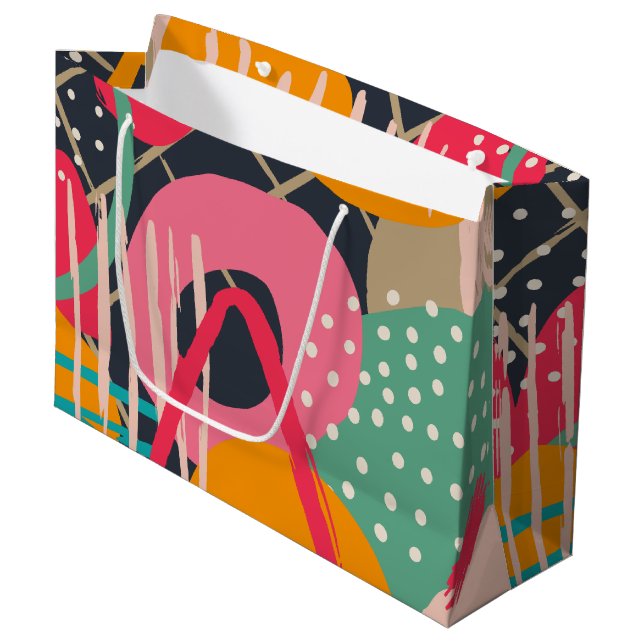 Design für abstrakte geometrische Monogrammnamen Große Geschenktüte (Vorderseite Schrägansicht)