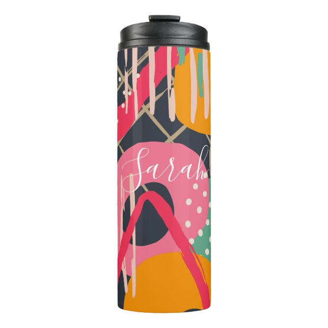 Design für abstrakte geometrische Monogrammnamen Thermosbecher (Vorderseite)