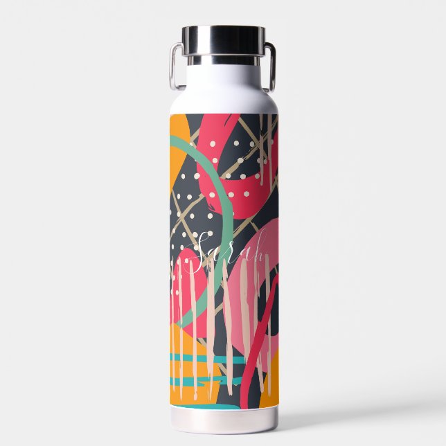Design für abstrakte geometrische Monogrammnamen Trinkflasche (Vorne)