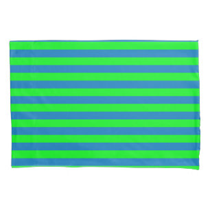 Design für blaue und grüne Streifen Kissenbezug