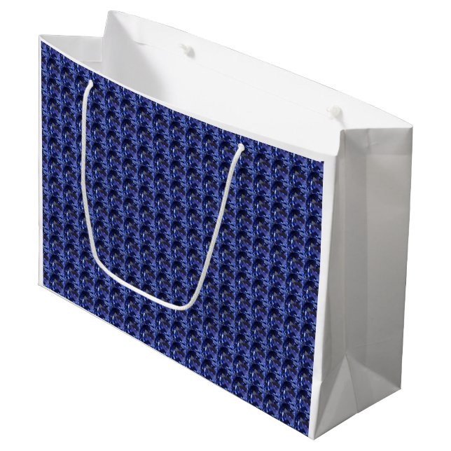 Design für blaues Saphir Große Geschenktüte (Vorderseite Schrägansicht)