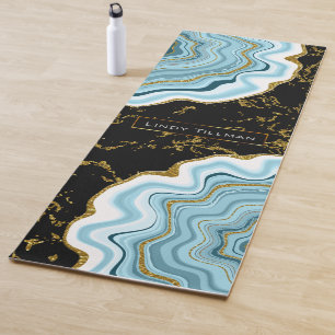 Design für Blue, Gold und Black Agate Geode Stone Yogamatte
