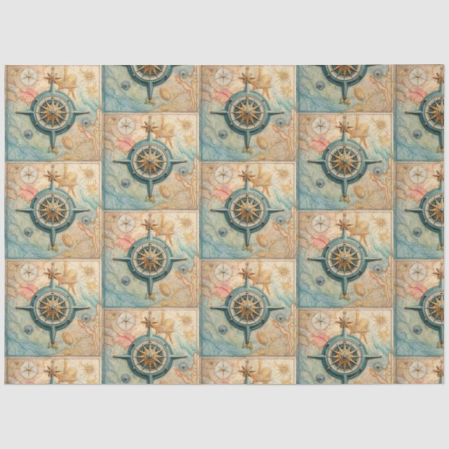 Design für die Serie "Nautical Compass" 20 Seidenpapier (Vorderseite)