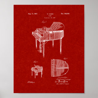 Design für ein Klavierpatent - Burgund Rot Poster