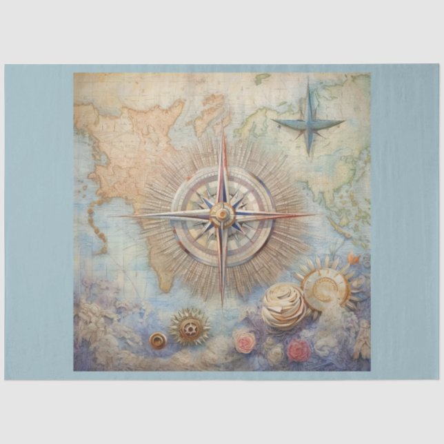 Design für eine Reihe von Nautical Compass 10 Seidenpapier (Vorderseite)