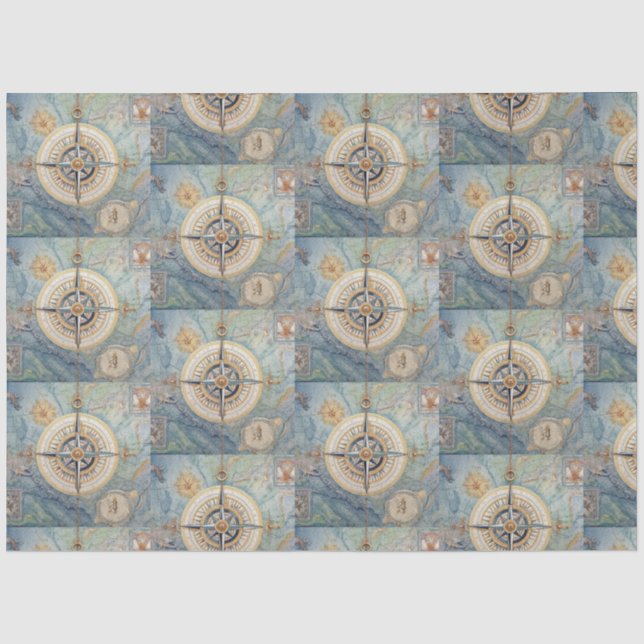 Design für eine Reihe von Nautical Compass 17 Seidenpapier (Vorderseite)