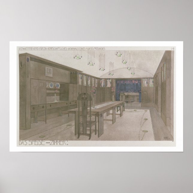 Design für einen Speisesaal, 1901 (Farblitho) Poster (Vorne)