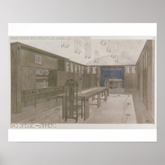 Design für einen Speisesaal, 1901 (Farblitho) Poster (Vorne)