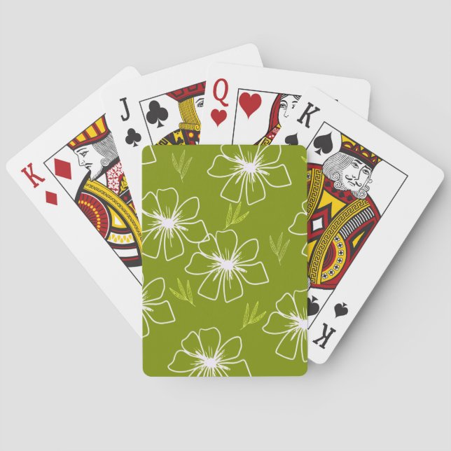 Design für grüne und weiße Blumen Spielkarten (Rückseite)