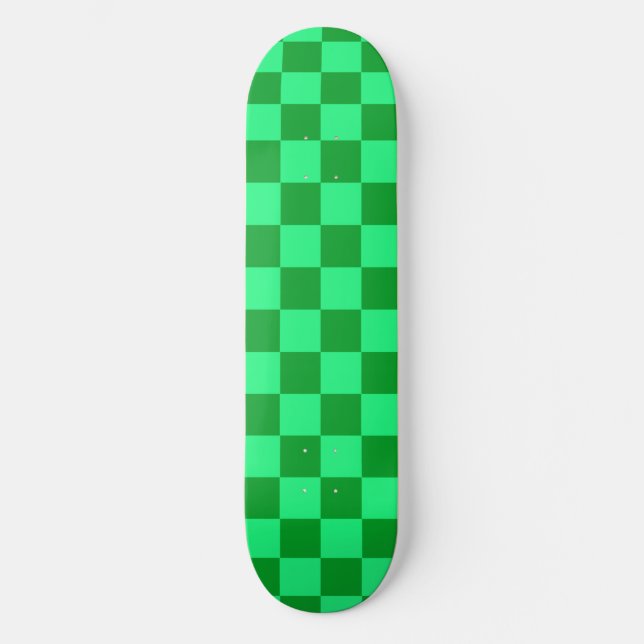 Design für helles und dunkelgrünes Schachbrett Skateboard (Vorderseite)