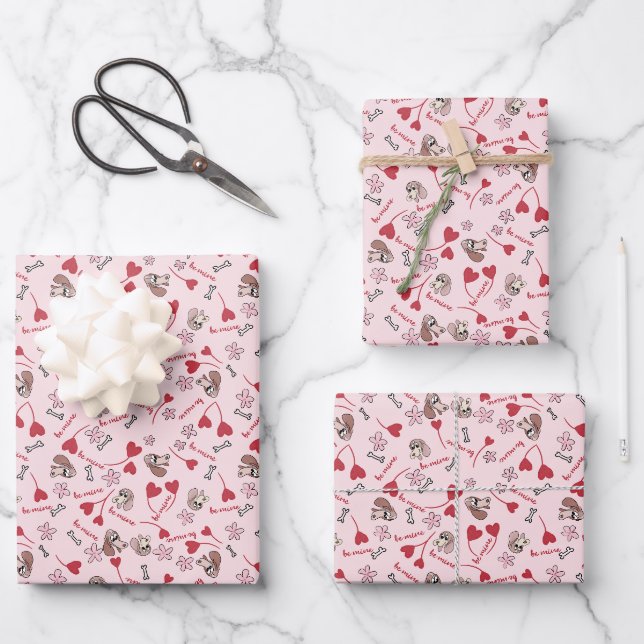 Design für Herz- und Basset-Hounds Geschenkpapier Set (Vorderseite)