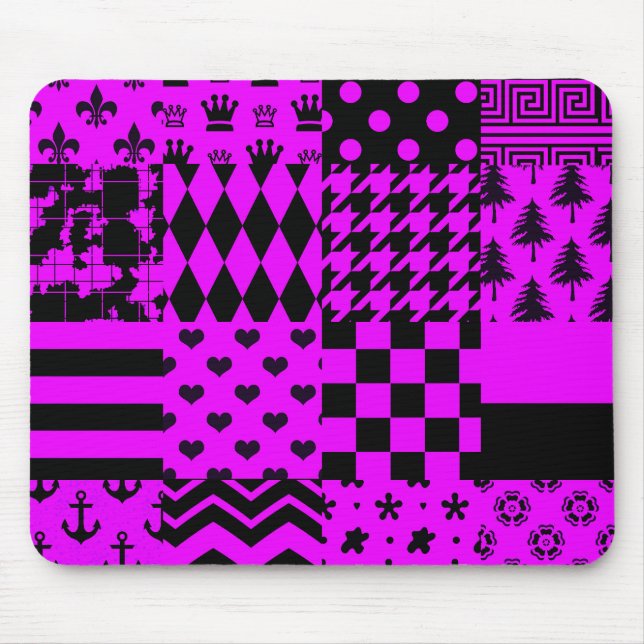 Design für lila Schwarz-Mischmuster Mousepad (Vorne)