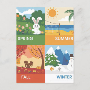 Design für niedliche und pädagogische 4 Jahreszeit Postkarte