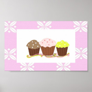 Design für rosa und weiße Cupcakes Poster