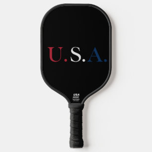 Design für rot-weiße und blaue Buchstaben Pickleball Schläger