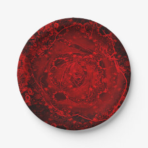 Design für tiefe Rote Rosen Pappteller