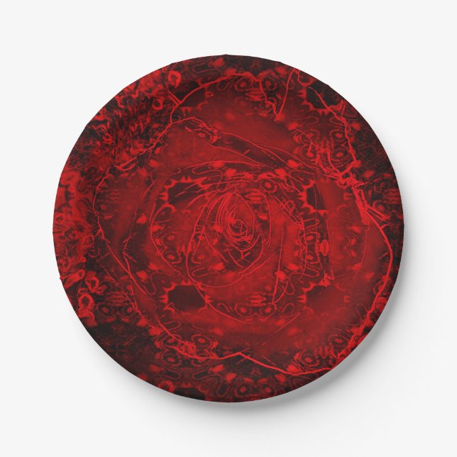 Design für tiefe Rote Rosen Pappteller (Vorderseite)