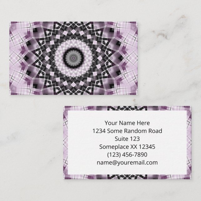Design für Violet und Schwarz Geometrisches Mandal Visitenkarte (Vorne/Hinten)