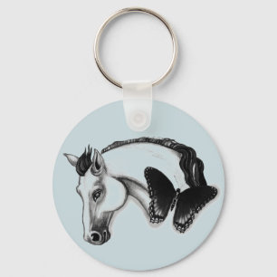 Design für Weißes Pferd und Schmetterlinge Schlüsselanhänger