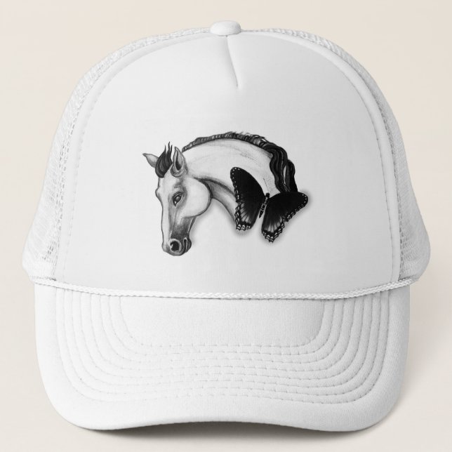 Design für Weißes Pferd und Schmetterlinge Truckerkappe (Vorderseite)