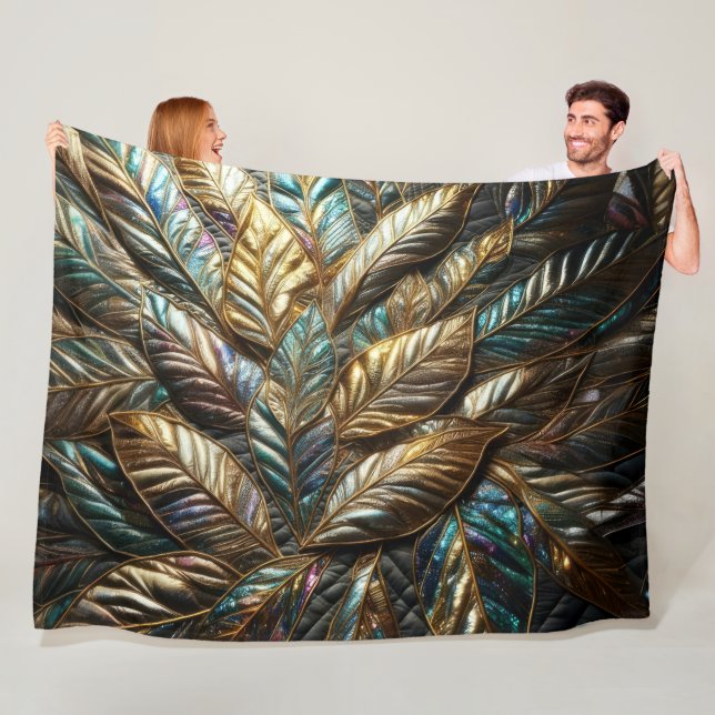 Design gequilter irrisierender Blätter Fleecedecke (Beispiel)