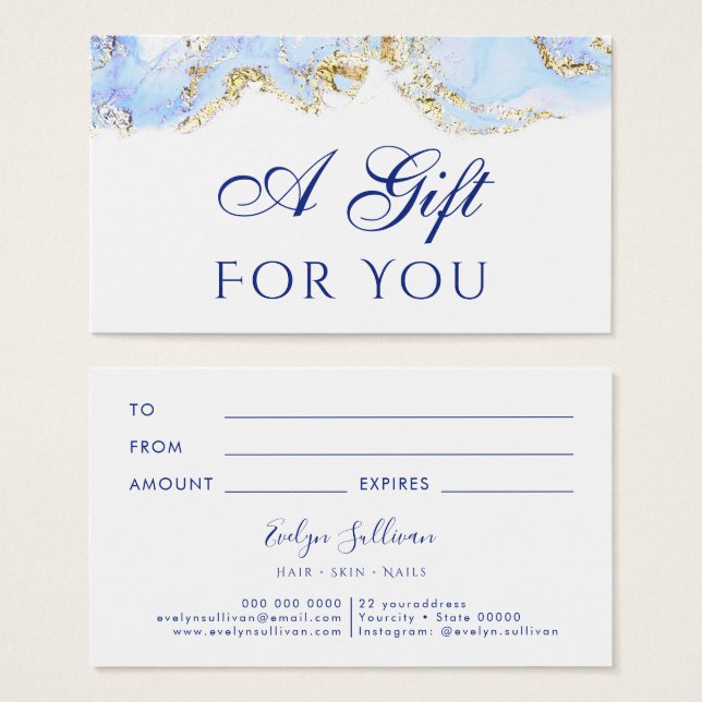 Design-Geschenkkarte für blauen Marmor (Vorne & Hinten)