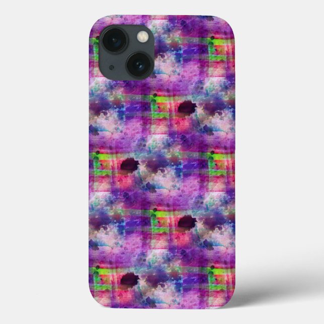Design grün, lila Textur Aquarell Case-Mate iPhone Hülle (Rückseite)
